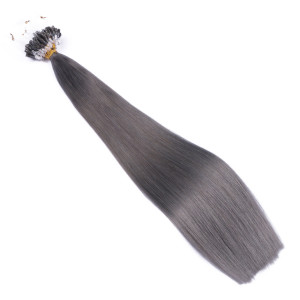 25 x Micro Ring / Loop - Darkgrey - Hair Extensions 100% Echthaar - NOVON EXTENTIONS 60 cm - 1 g