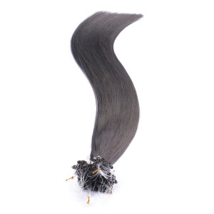 25 x Micro Ring / Loop - Darkgrey - Hair Extensions 100% Echthaar - NOVON EXTENTIONS 60 cm - 1 g
