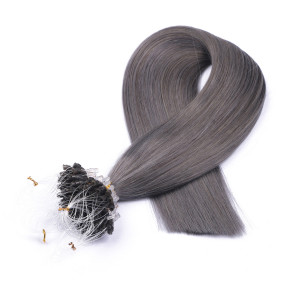 25 x Micro Ring / Loop - Darkgrey - Hair Extensions 100% Echthaar - NOVON EXTENTIONS 60 cm - 1 g