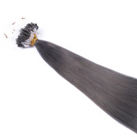 25 x Micro Ring / Loop - Darkgrey - Hair Extensions 100% Echthaar - NOVON EXTENTIONS 60 cm - 1 g