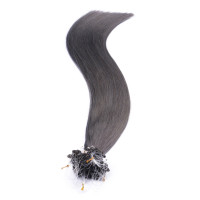 25 x Micro Ring / Loop - Darkgrey - Hair Extensions 100% Echthaar - NOVON EXTENTIONS 60 cm - 1 g