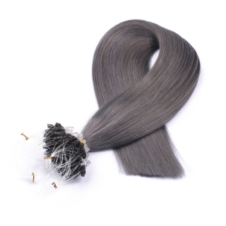 25 x Micro Ring / Loop - Darkgrey - Hair Extensions 100% Echthaar - NOVON EXTENTIONS 60 cm - 0,5 g