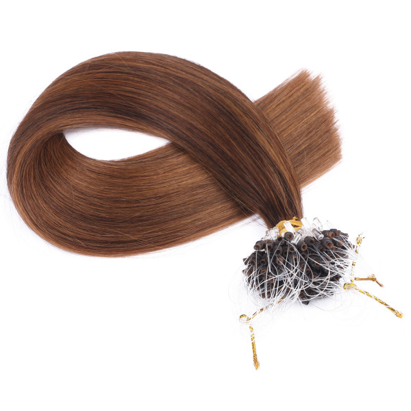 25 x Micro Ring / Loop - 4/30 Gesträhnt - Hair Extensions 100% Echthaar - NOVON EXTENTIONS 50 cm - 1 g
