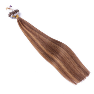 25 x Micro Ring / Loop - 6/12 Gesträhnt - Hair Extensions 100% Echthaar - NOVON EXTENTIONS 60 cm - 1 g