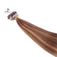 25 x Micro Ring / Loop - 6/12 Gesträhnt - Hair Extensions 100% Echthaar - NOVON EXTENTIONS 60 cm - 1 g