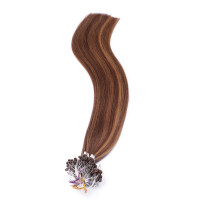 25 x Micro Ring / Loop - 6/12 Gesträhnt - Hair Extensions 100% Echthaar - NOVON EXTENTIONS 60 cm - 1 g