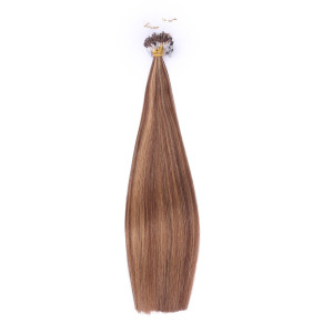 25 x Micro Ring / Loop - 6/27 Gesträhnt - Hair Extensions 100% Echthaar - NOVON EXTENTIONS 50 cm - 1 g