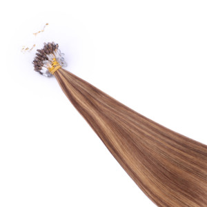 25 x Micro Ring / Loop - 6/27 Gesträhnt - Hair Extensions 100% Echthaar - NOVON EXTENTIONS 50 cm - 1 g
