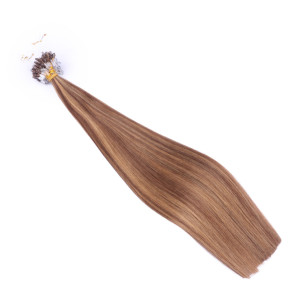 25 x Micro Ring / Loop - 6/27 Gesträhnt - Hair Extensions 100% Echthaar - NOVON EXTENTIONS 50 cm - 1 g