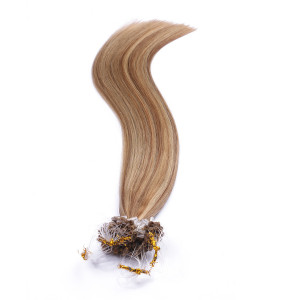 25 x Micro Ring / Loop - 18/24 Gesträhnt - Hair Extensions 100% Echthaar - NOVON EXTENTIONS 50 cm - 0,5 g