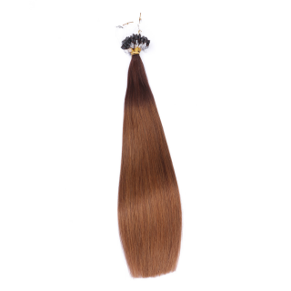 25 x Micro Ring / Loop - 2/8 Ombre - Hair Extensions 100% Echthaar - NOVON EXTENTIONS 50 cm - 1 g