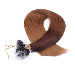 25 x Micro Ring / Loop - 2/8 Ombre - Hair Extensions 100% Echthaar - NOVON EXTENTIONS 50 cm - 0,5 g