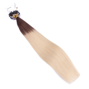 25 x Micro Ring / Loop - 2/60 Ombre - Hair Extensions 100% Echthaar - NOVON EXTENTIONS 60 cm - 1 g