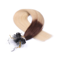 25 x Micro Ring / Loop - 2/60 Ombre - Hair Extensions 100% Echthaar - NOVON EXTENTIONS 60 cm - 1 g