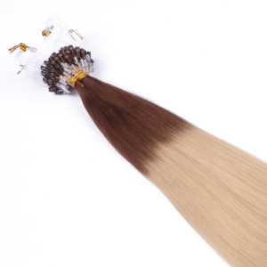 25 x Micro Ring / Loop - 4/60 Ombre - Hair Extensions 100% Echthaar - NOVON EXTENTIONS 60 cm - 1 g