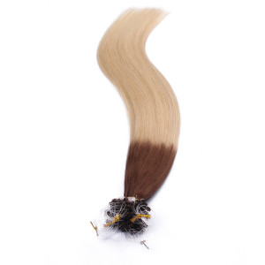 25 x Micro Ring / Loop - 4/60 Ombre - Hair Extensions 100% Echthaar - NOVON EXTENTIONS 60 cm - 1 g