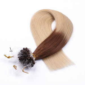 25 x Micro Ring / Loop - 4/60 Ombre - Hair Extensions 100% Echthaar - NOVON EXTENTIONS 60 cm - 1 g