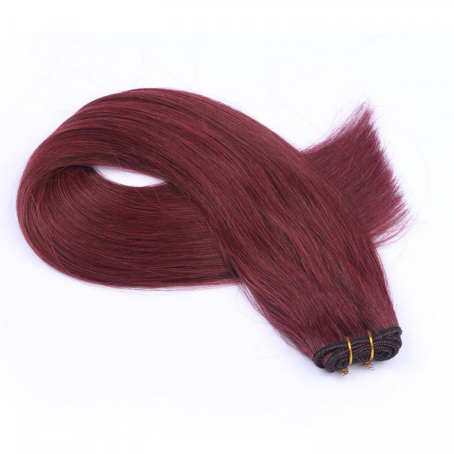 Echthaar Tressen - Weft Extentions - 99 Hellbraun-violett-ma