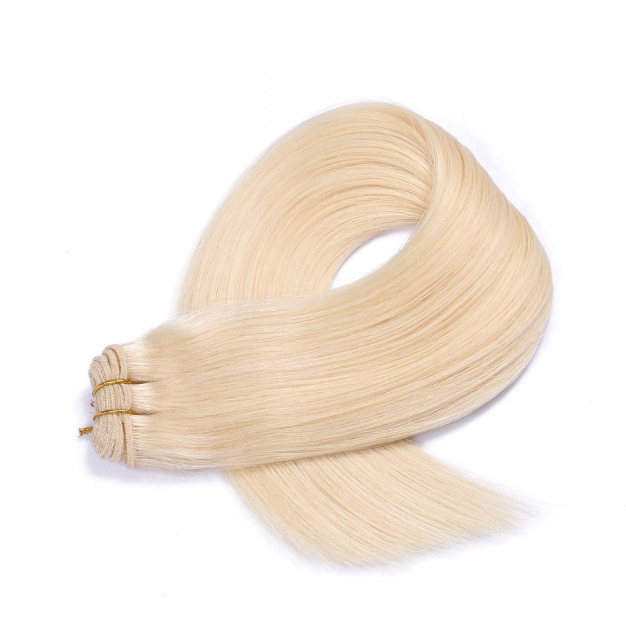 Echthaar Tressen - Weft Extentions - 613 Helllichtblond