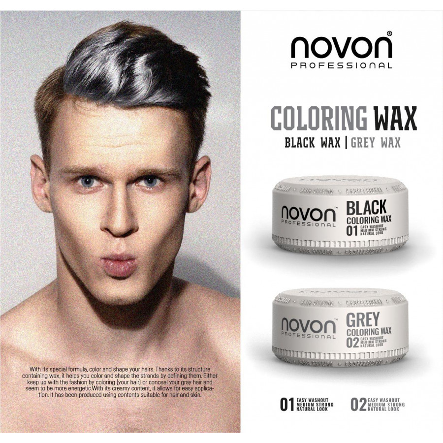 Novon Professional Coloring Wax - 150ml BLACK and GREY
