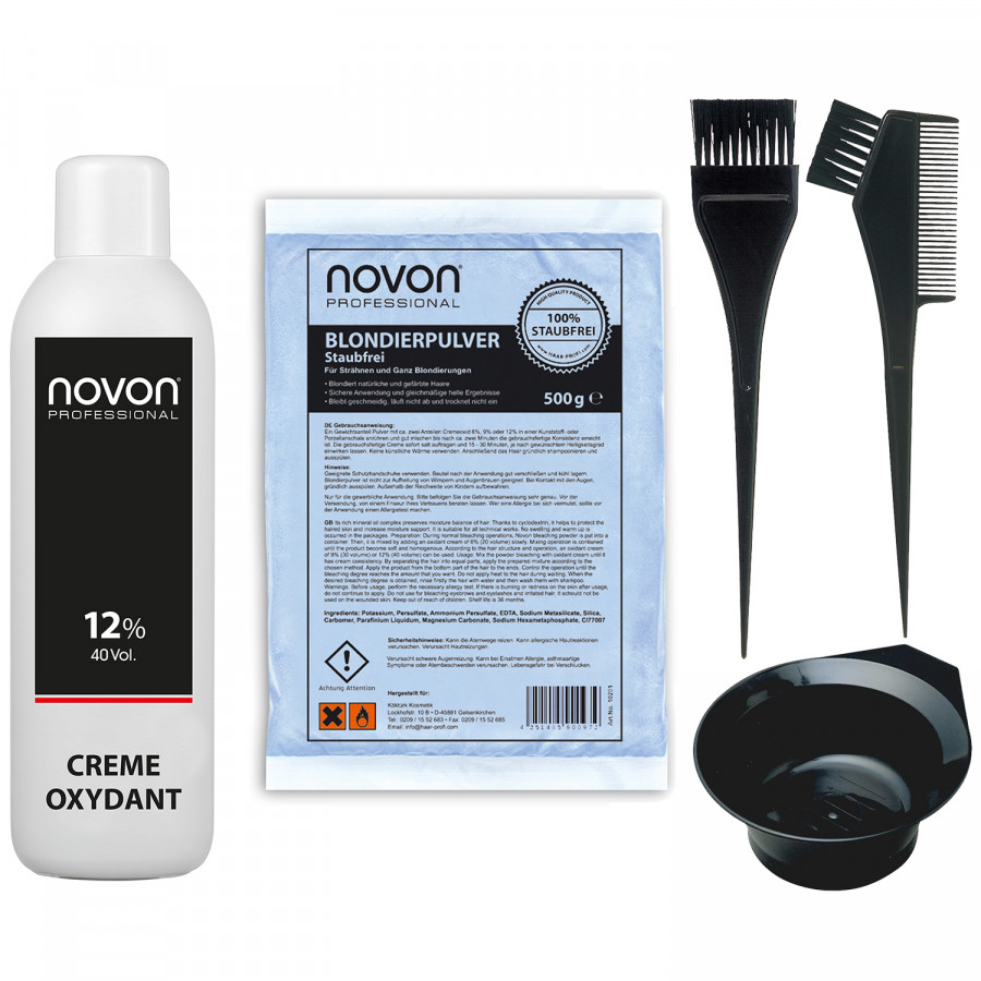 Novon Cream Oxydant 12% - 1000ml + 500g Blondierpulver Set -
