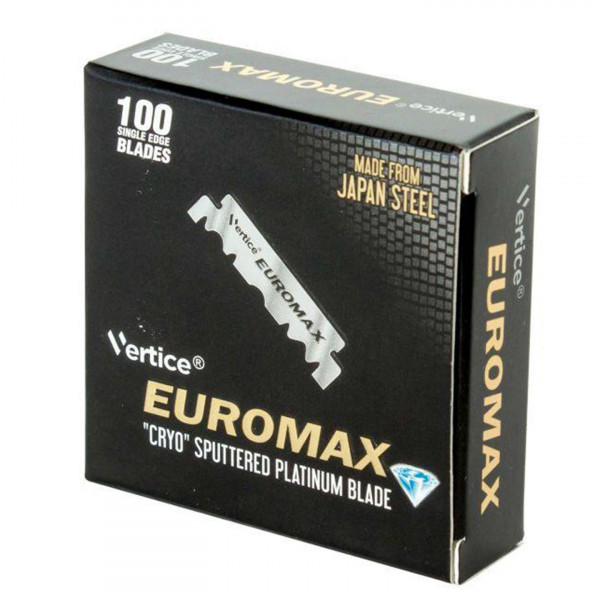 Euromax Halbe Blattklingen Rasierklingen für Rasiermesser 100st. Cryo Sputtered Platinum Blade
