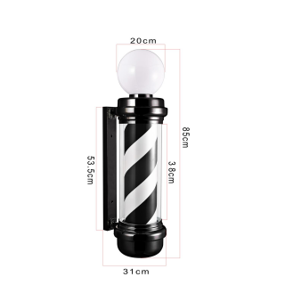 Novon Professional Barber Pole with Light - Black / White