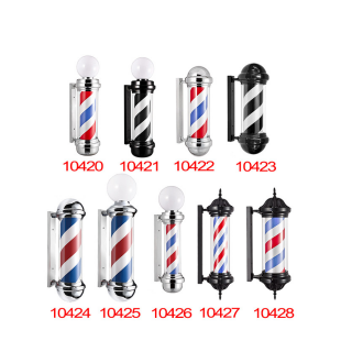 Novon Professional Barber Pole Classic Chrome with light - Red / Blue