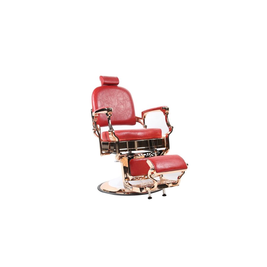 Barberstuhl OVALO Rosegold/Rot box