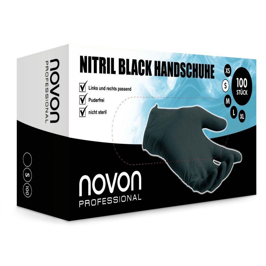 Novon Handschuhe Black Nitril M puderfrei