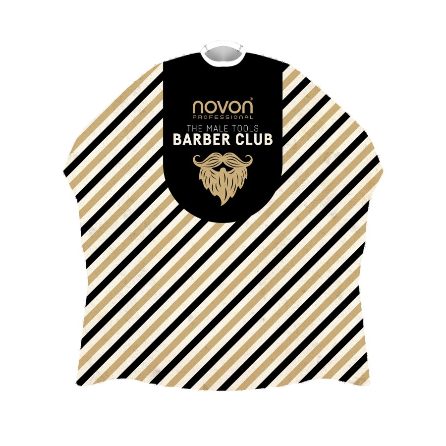 Novon Friseurumhang Barber Stripes Schwarz/Gold/Weiß