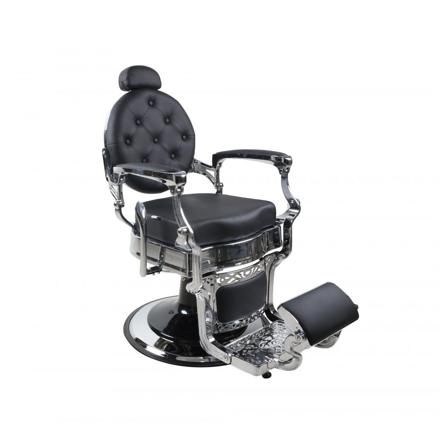 Barber Chair - OVEREST - Black - Chrome