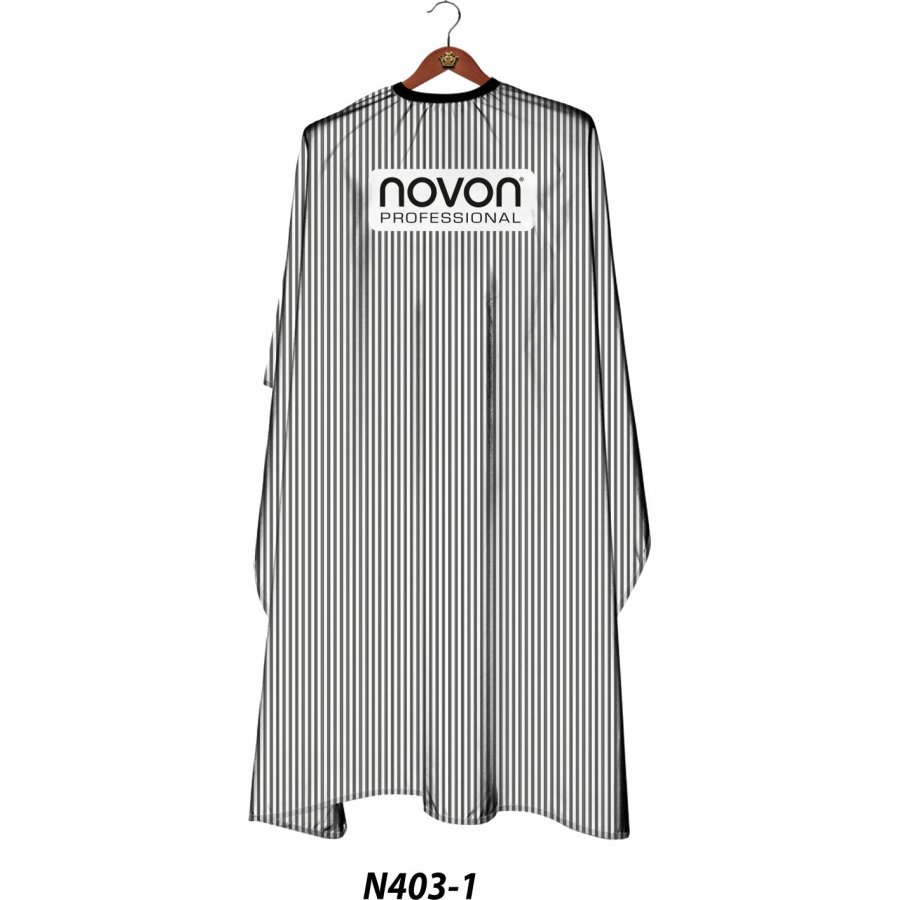 Novon Friseurumhang Weiß/Schwarz Nadelstreifen