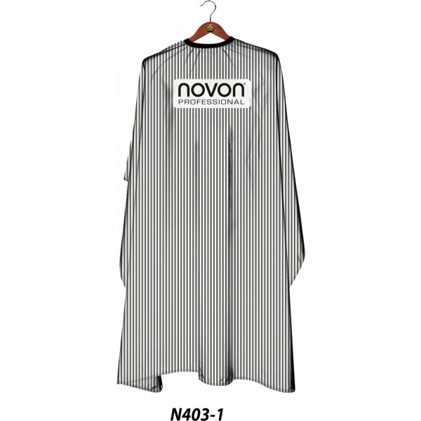 Novon Professional Hairdresser Cape/ Umhang - weiß - schwarz gestreift