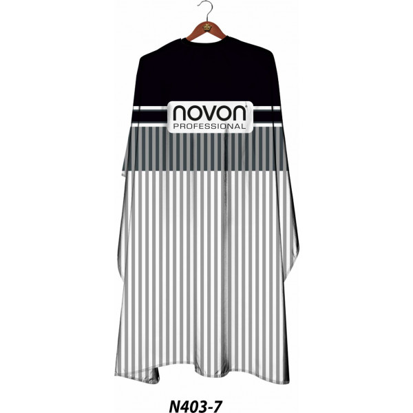 Novon Professional Hairdresser Cape/ Umhang - schwarz - weiß - grau gestreift