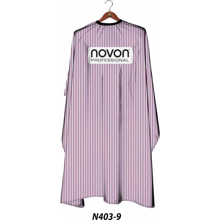 Novon Friseurumhang Weiß/Blau/Rot Nadelstreifen