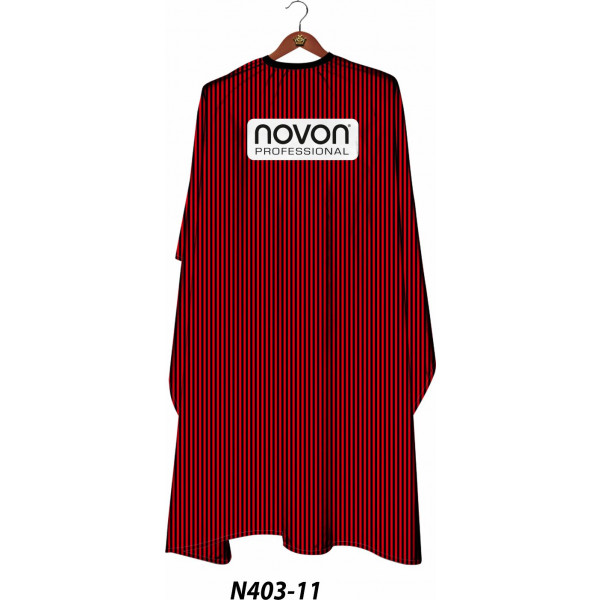 Novon Professional Hairdresser Cape/ Umhang - schwarz - rot gestreift