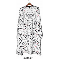 Novon Professional Hairdresser Cape/ Umhang - weiß mit Werkzeugmotiv