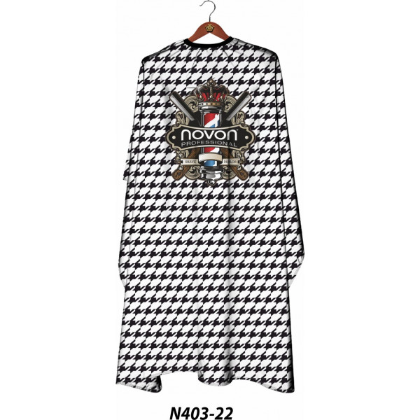 Novon Professional Hairdresser Cape/ Umhang - schwarz - weiß mit Barberlogo