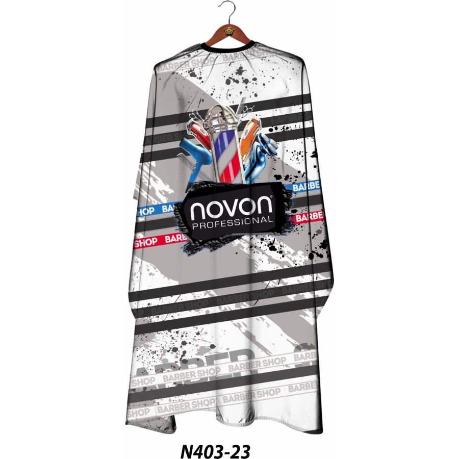 Novon Friseurumhang Barbershop-Motiv hell
