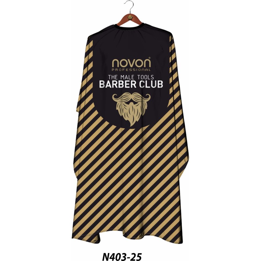 Novon Friseurumhang Barber Club Schwarz/Gold diagonal gestre