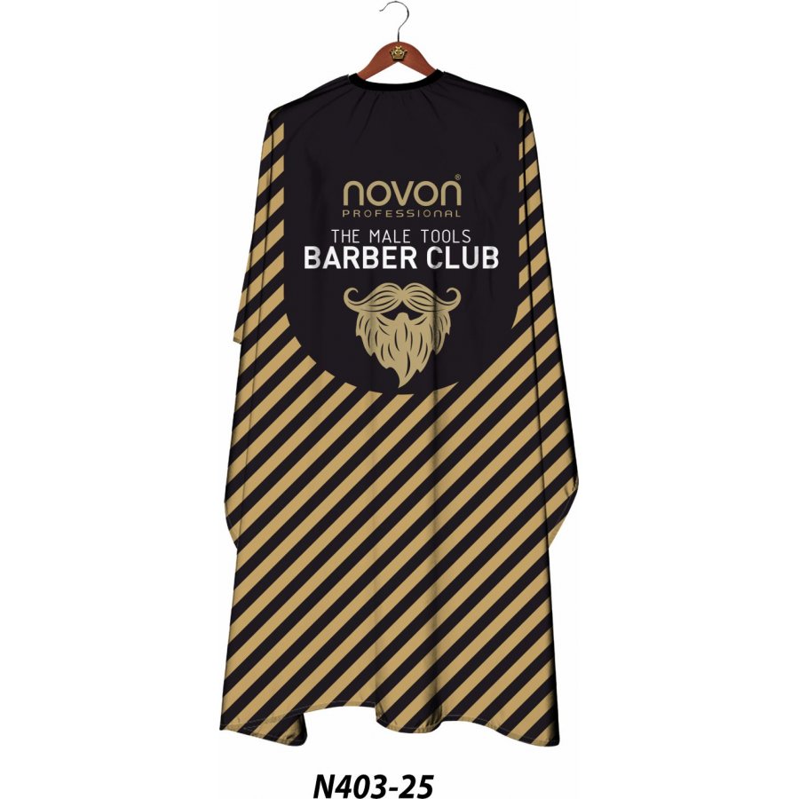 Novon Hairdresser Cape / Umhang - schwarz - gold gestreift m