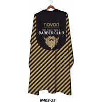 Novon Professional Hairdresser Cape/ Umhang - schwarz - gold gestreift mit Barber Club Logo
