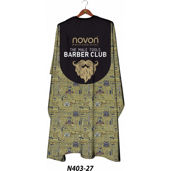 Novon Professional Hairdresser Cape/ Umhang - schwarz - gold - Barber Club Mini Logo