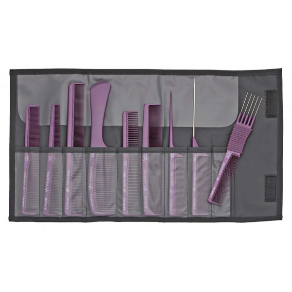 Jaguar Ionic Kamm Set / Tasche inkl. 9 Kämme (lila-metallic)