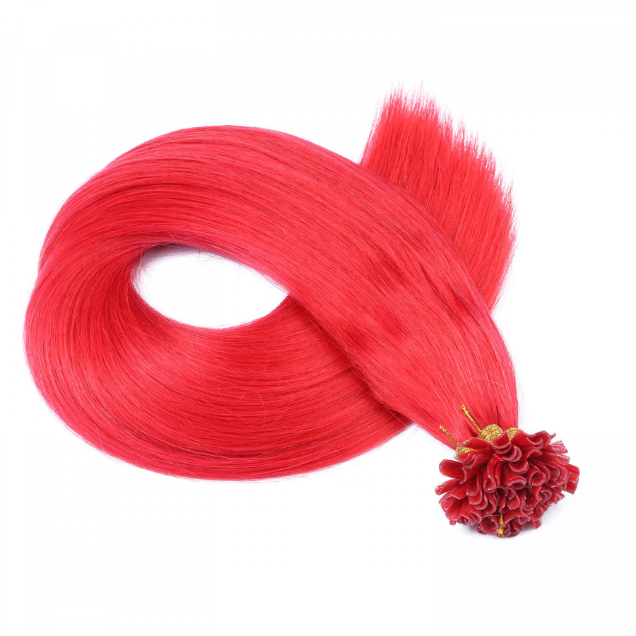 25 x Keratin Bonding Hair Extensions - Red - 120% Echthaar -