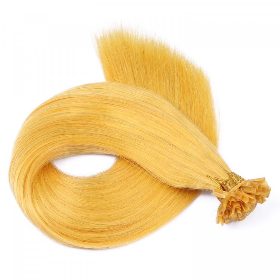 25 x Keratin Bonding Hair Extensions - Yellow - 120% Echthaa