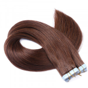 10 x Tape In - 4 Schokobraun Hair Extensions - 2,5g - NOVON EXTENTIONS 40 cm