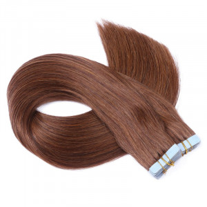 10 x Tape In - 6 Braun - Hair Extensions - 2,5g - NOVON EXTENTIONS 40 cm