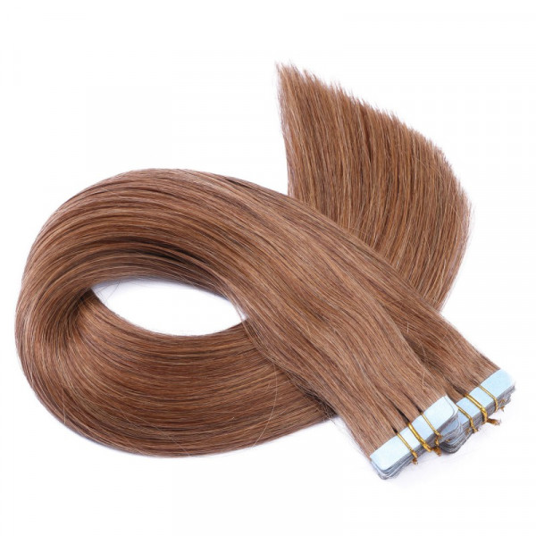 10 x Tape In - 8 Goldbraun - Hair Extensions - 2,5g - NOVON EXTENTIONS 40 cm